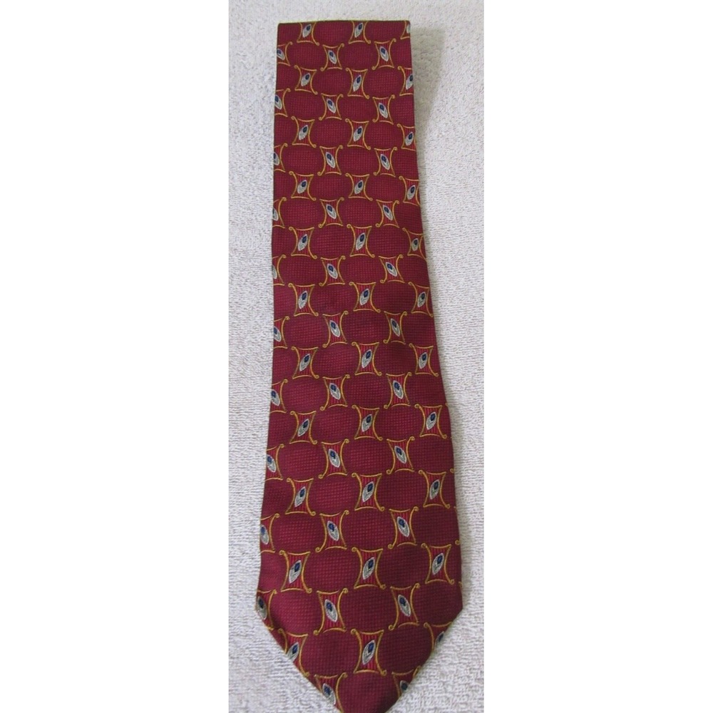 HICKEY‎ FREEMAN Men's 100% Silk Necktie England Designer Geometric Red